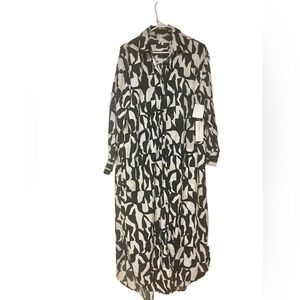 Truly 4 You Long Sleeve Button Down Abstract Midi Shirt Dress